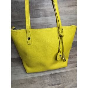 EMMA FOX Leather Yellow tote satchel Shoulder Bag Purse With Charm
